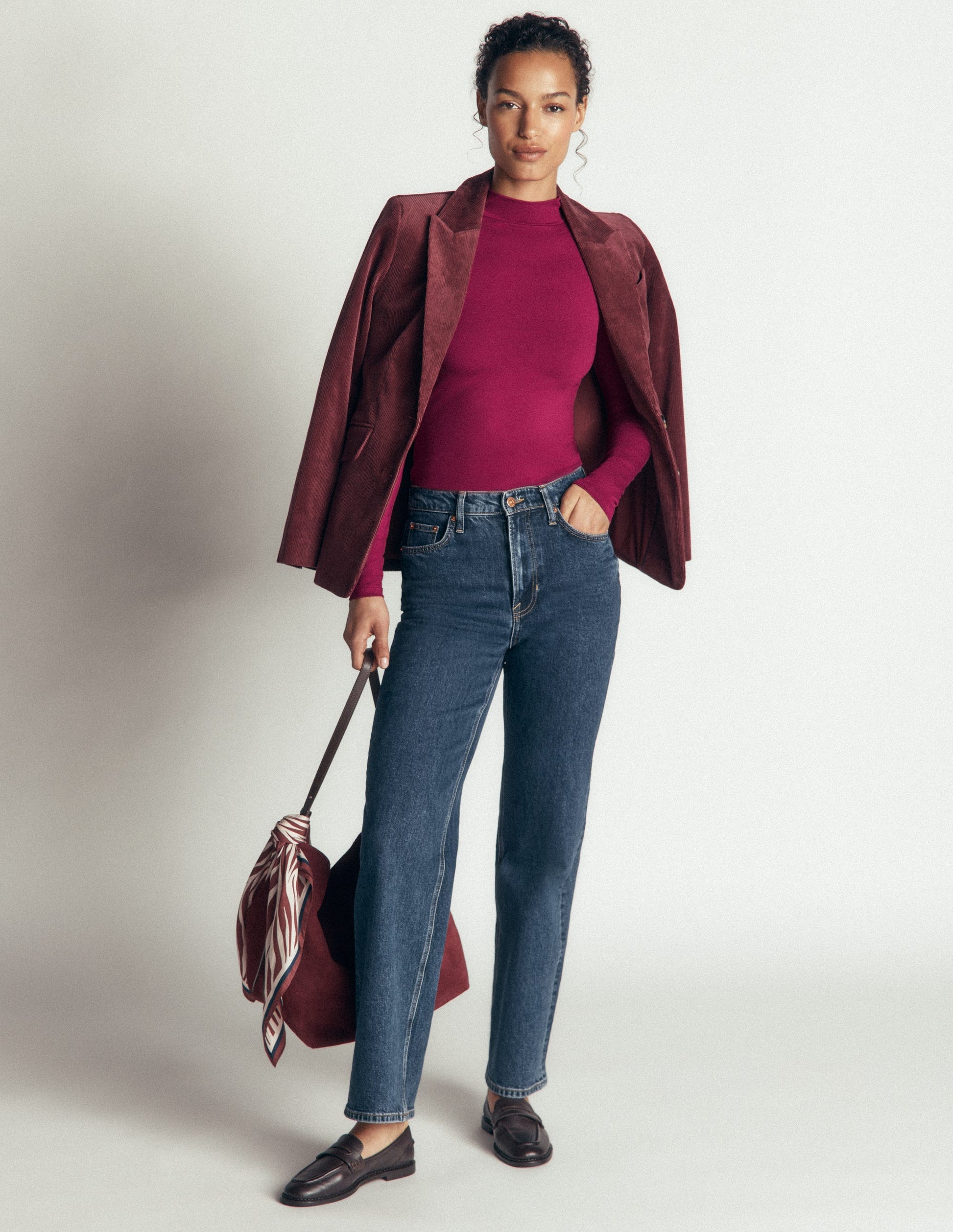 High Neck Long Sleeve-Beet Red-4