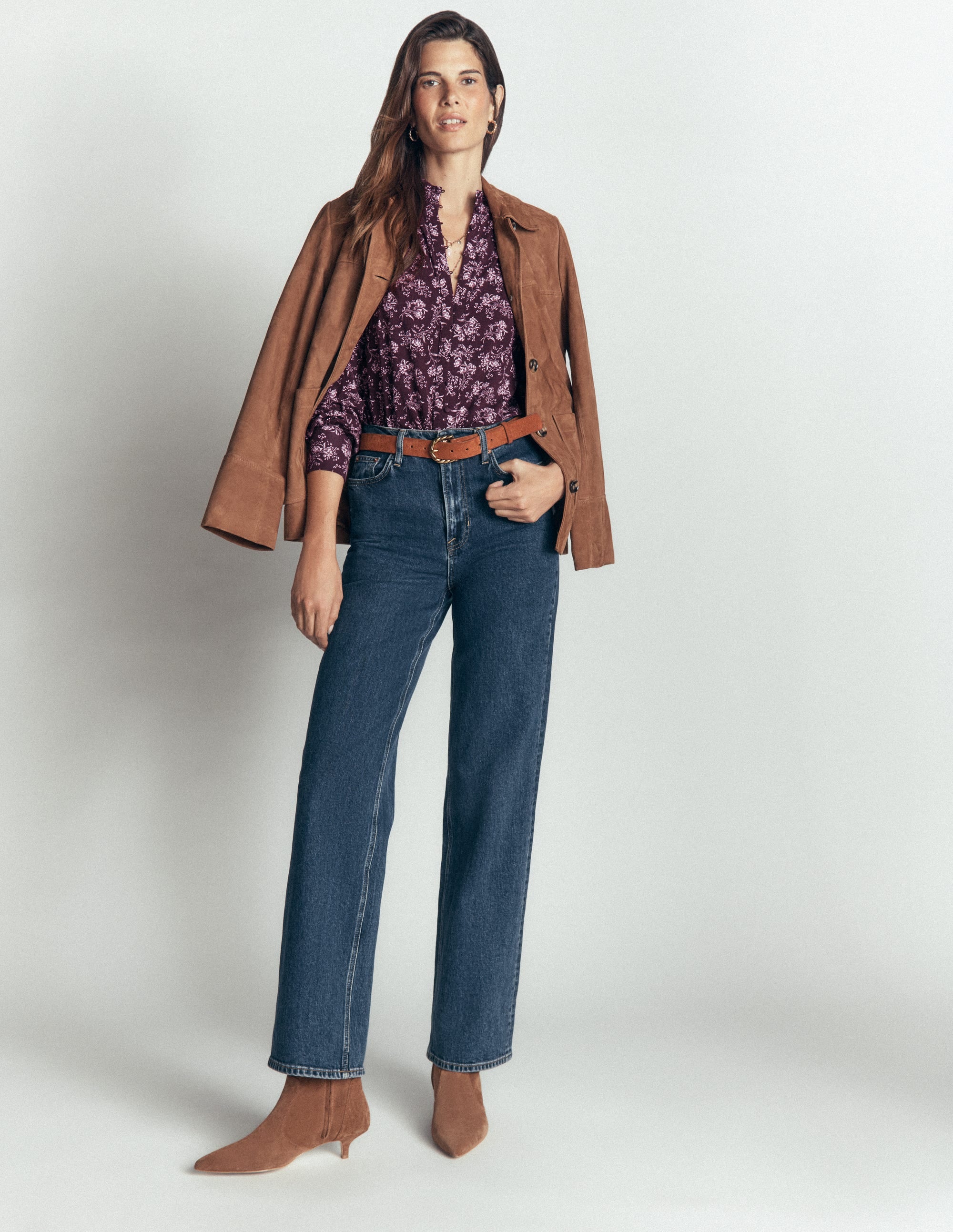 Deep Cuff Half Placket Blouse-Fudge, Enchanted Sprigs - Image 6