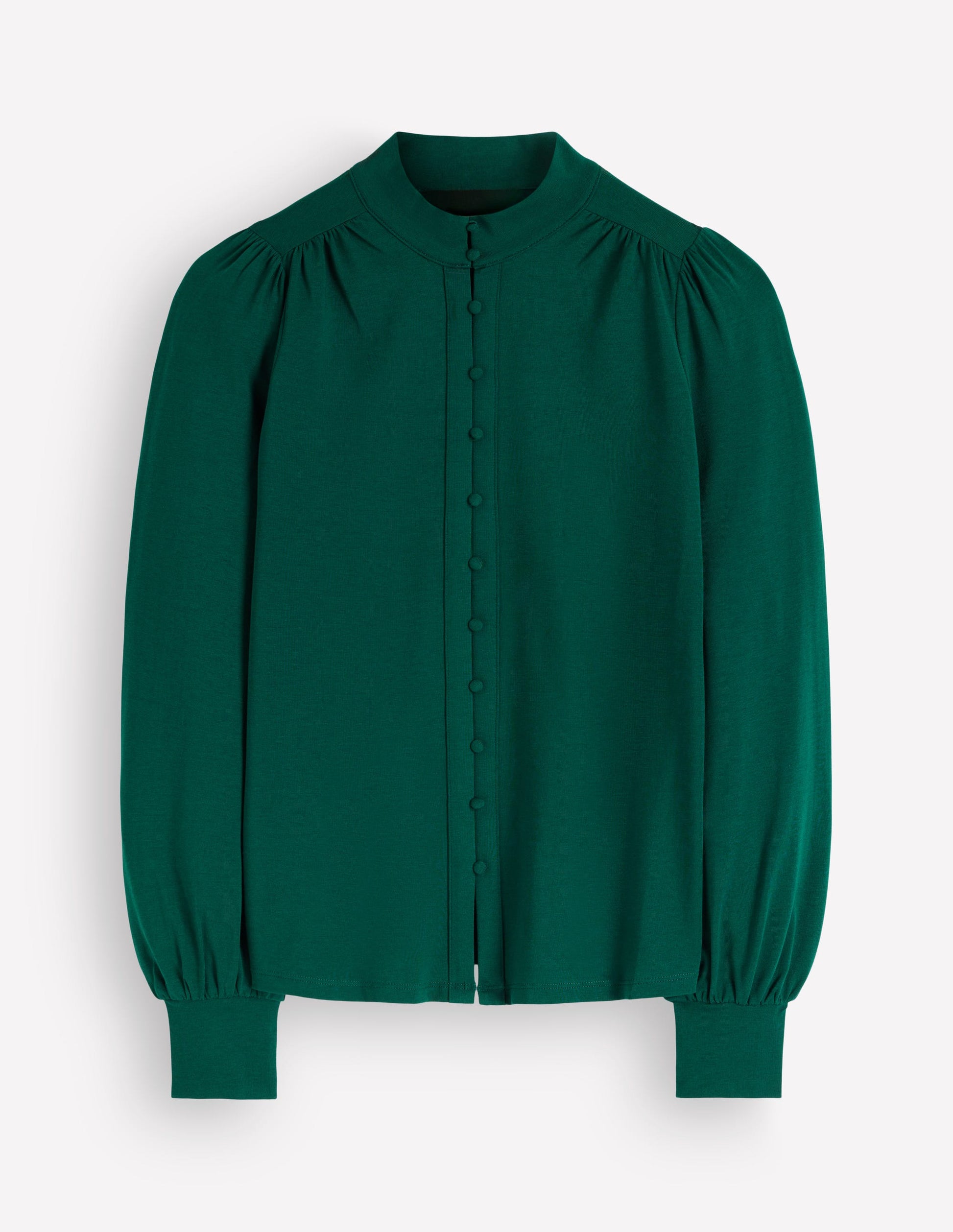 Deep Cuff Half Placket Blouse-Emerald Night-4