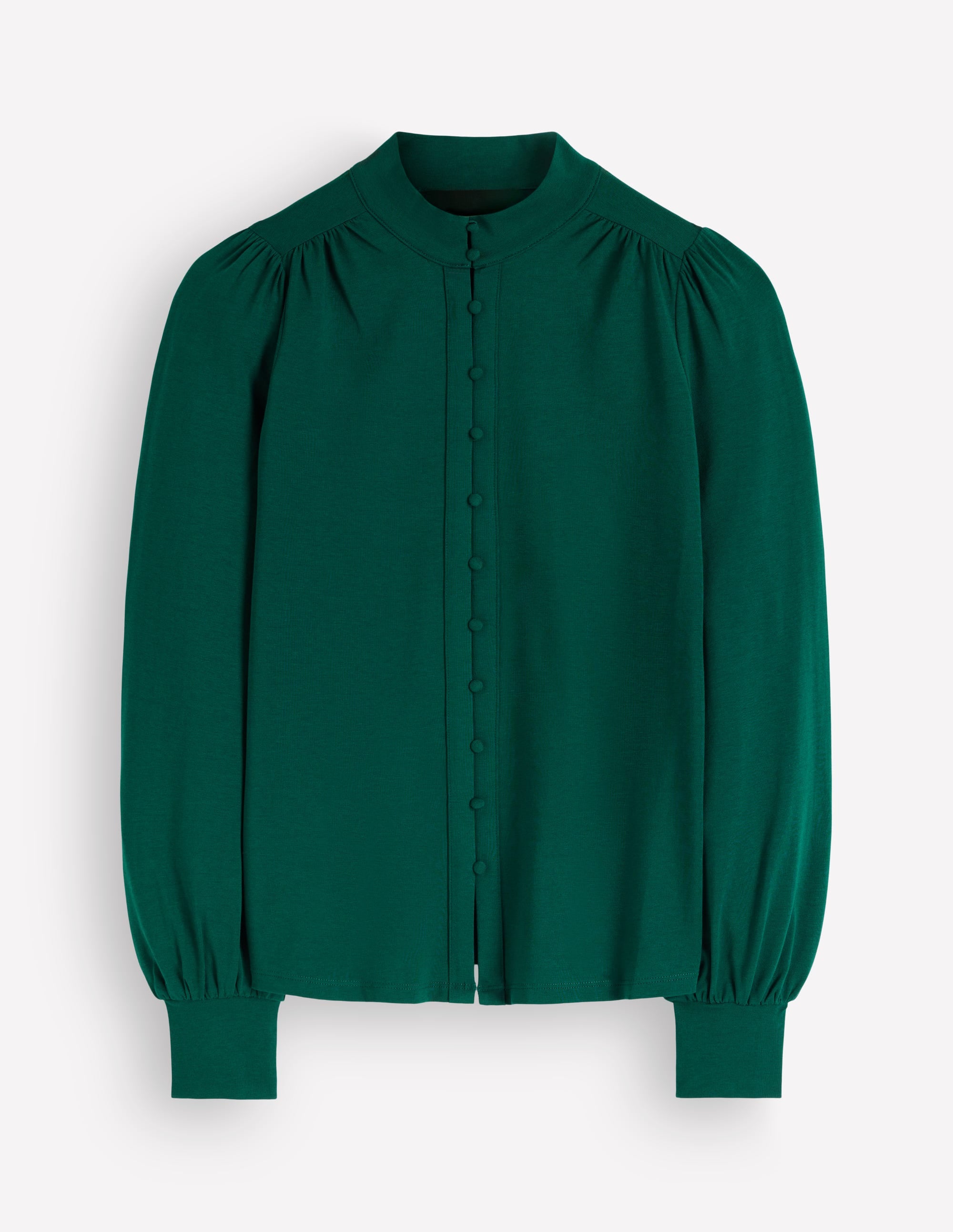 Deep Cuff Half Placket Blouse-Emerald Night - Image 4