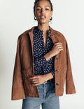 Deep Cuff Half Placket Blouse-Navy Spot