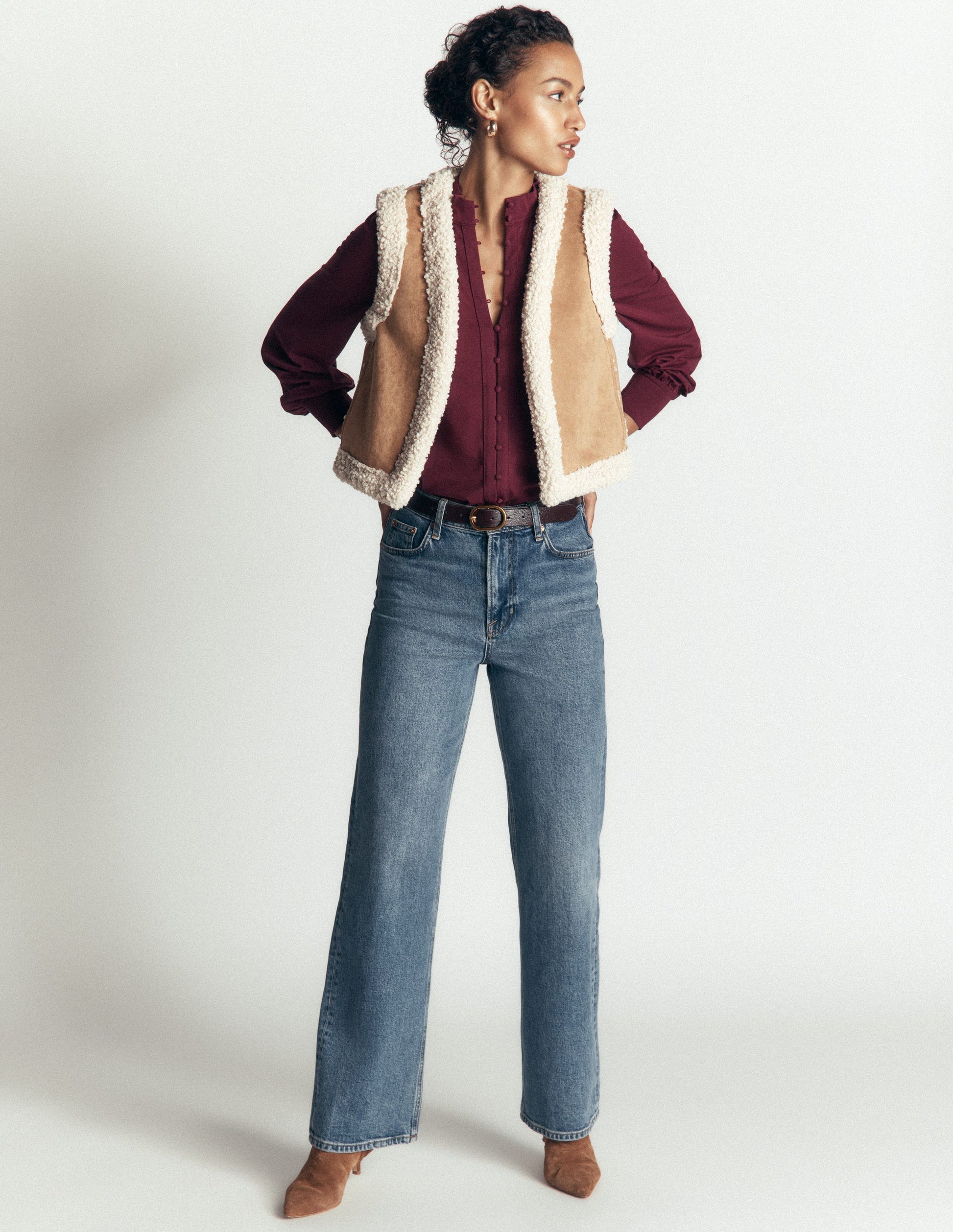 Deep Cuff Half Placket Blouse-Deep Wisteria-4