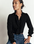 Mega Frill Blouse-Black