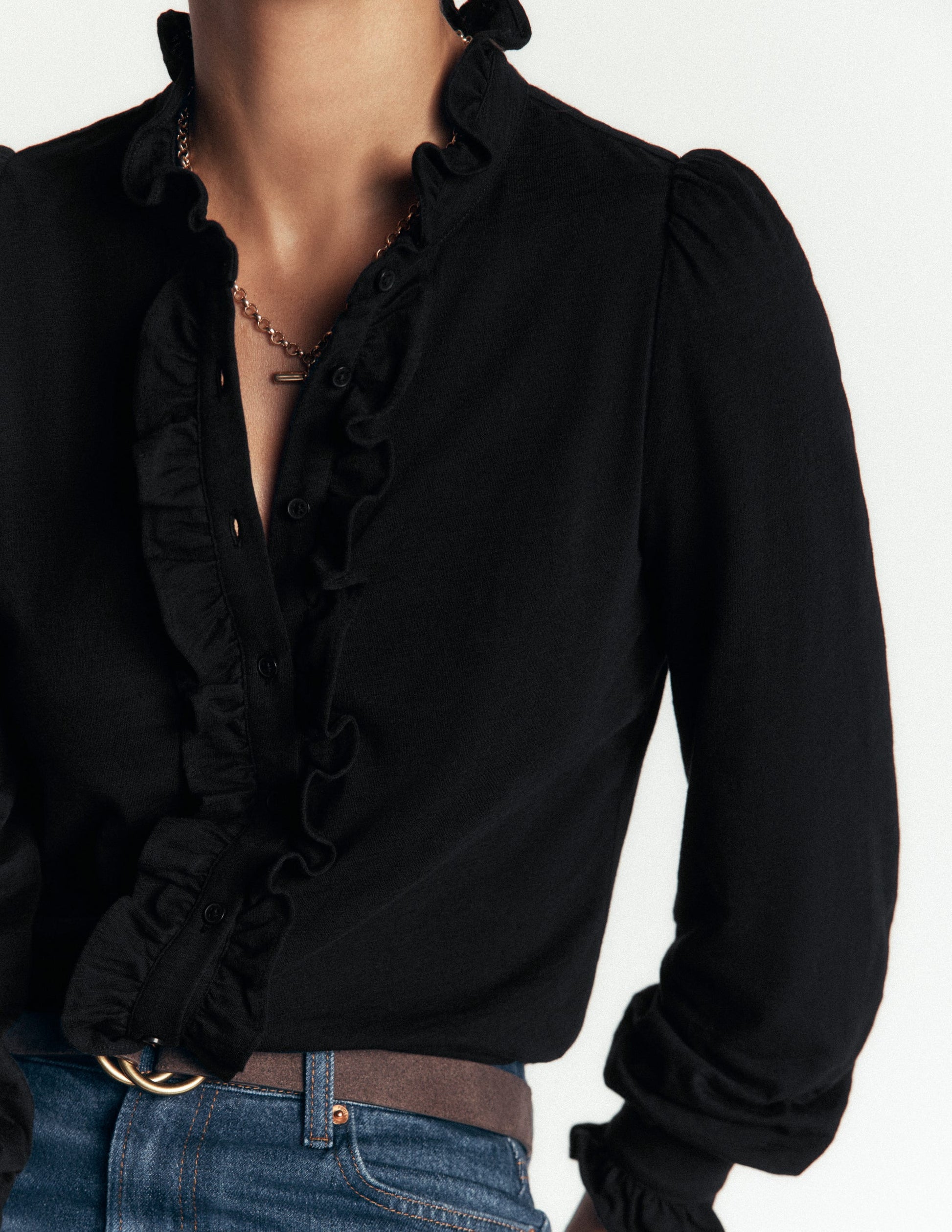 Mega Frill Blouse-Black-2