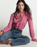 Mega Frill Blouse-Pink Heather