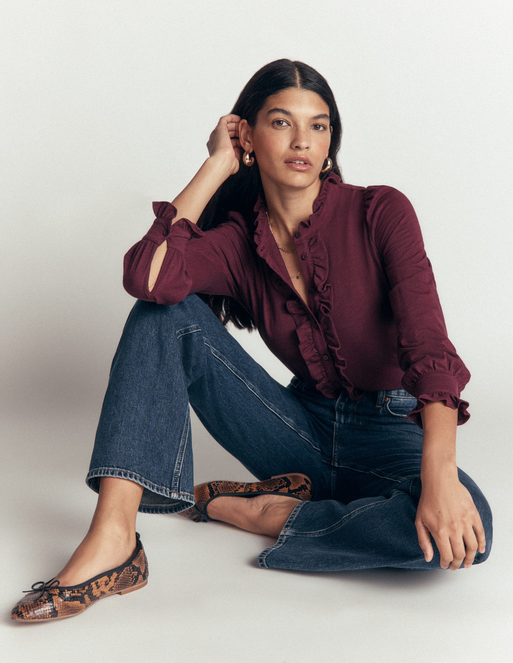 Mega Frill Blouse-Dark Cherry-1