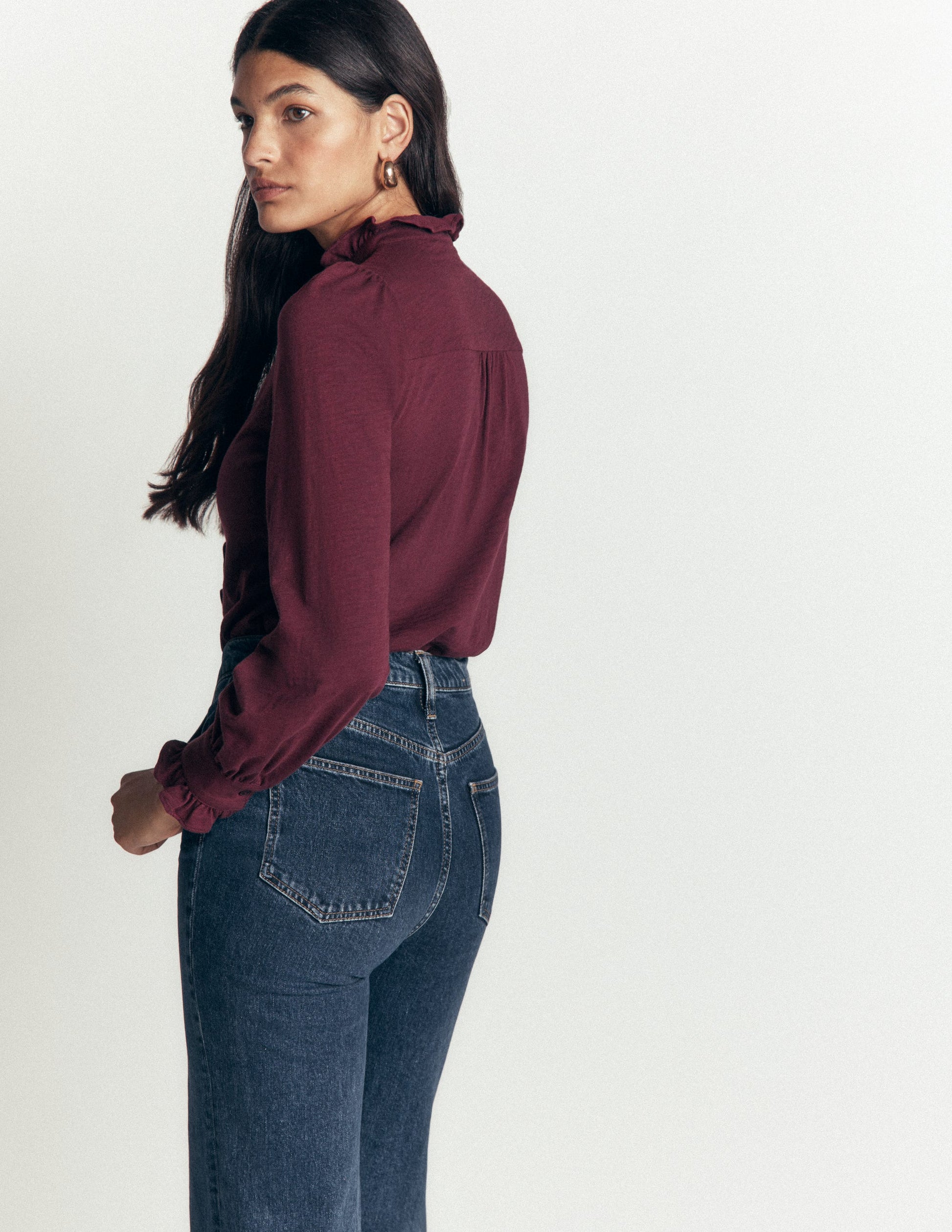 Mega Frill Blouse-Dark Cherry-3