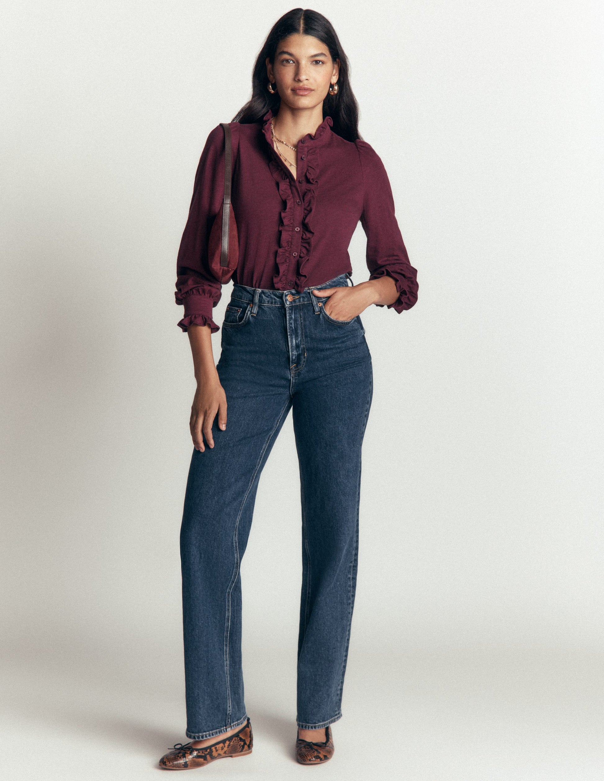 Mega Frill Blouse-Dark Cherry-4