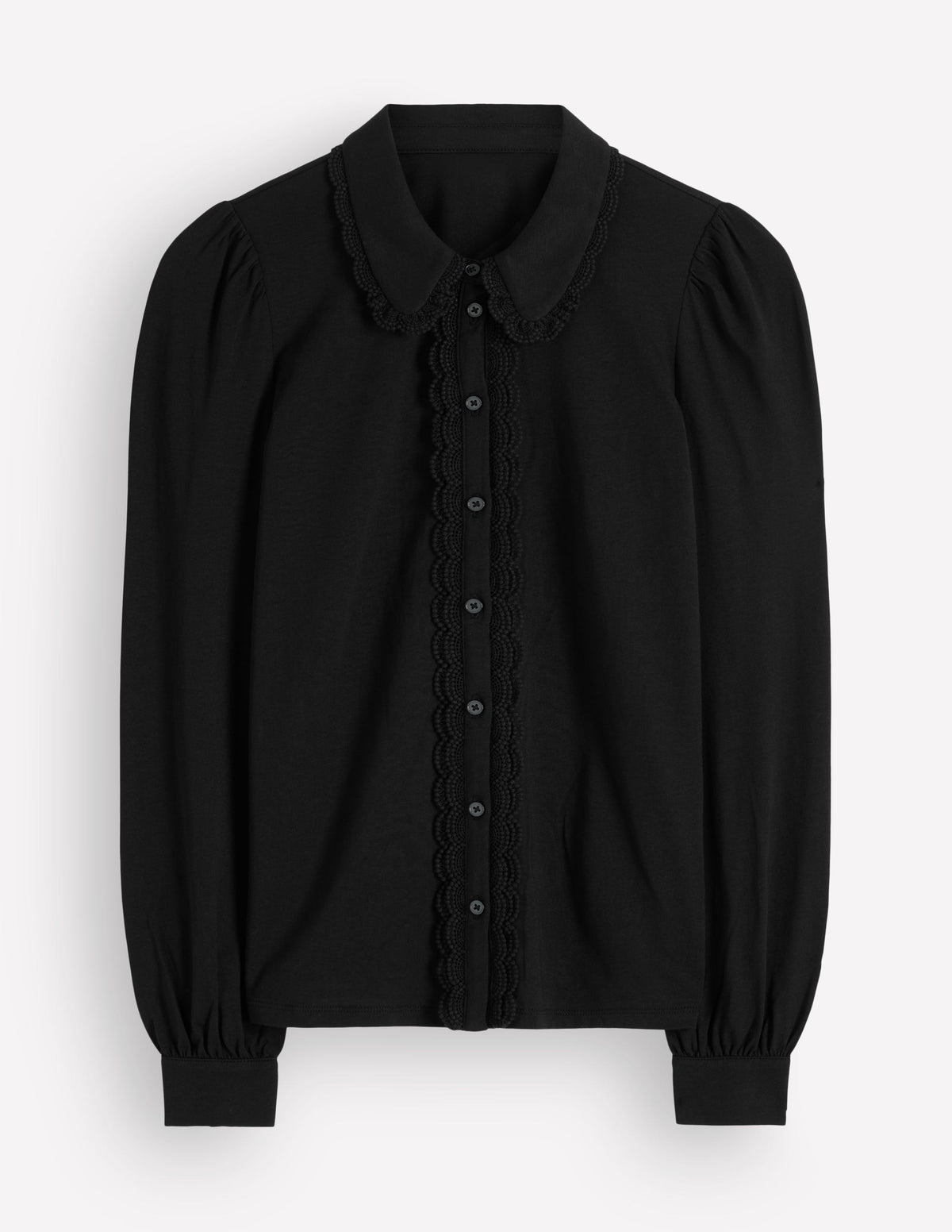 Lace Frill Blouse-Black - Image 5