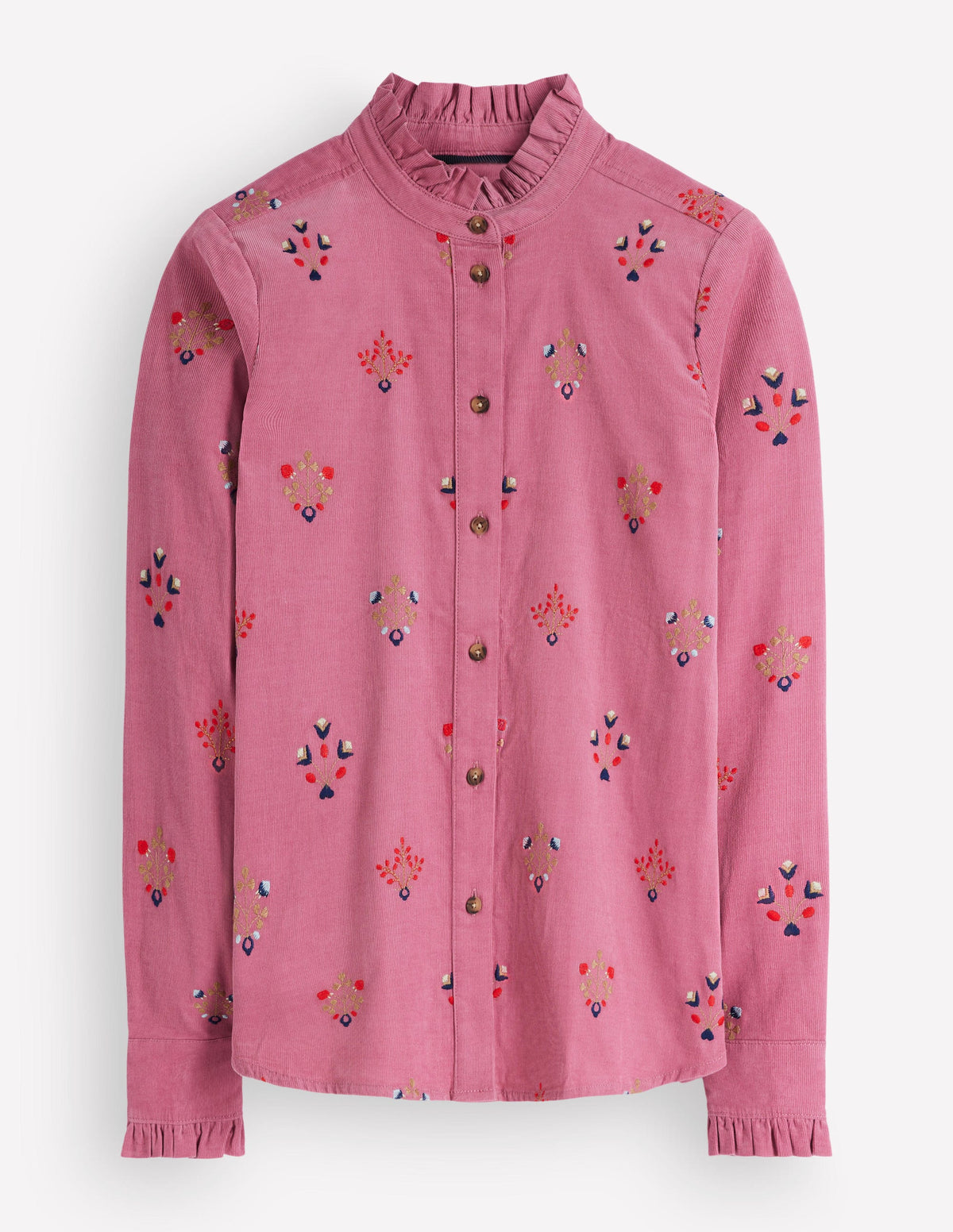 Sienna Frill Cord Shirt-Pink Heather, Embroidered - Image 6