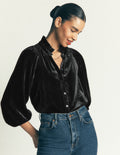 Erica Frill Velvet Top-Teal Ocean