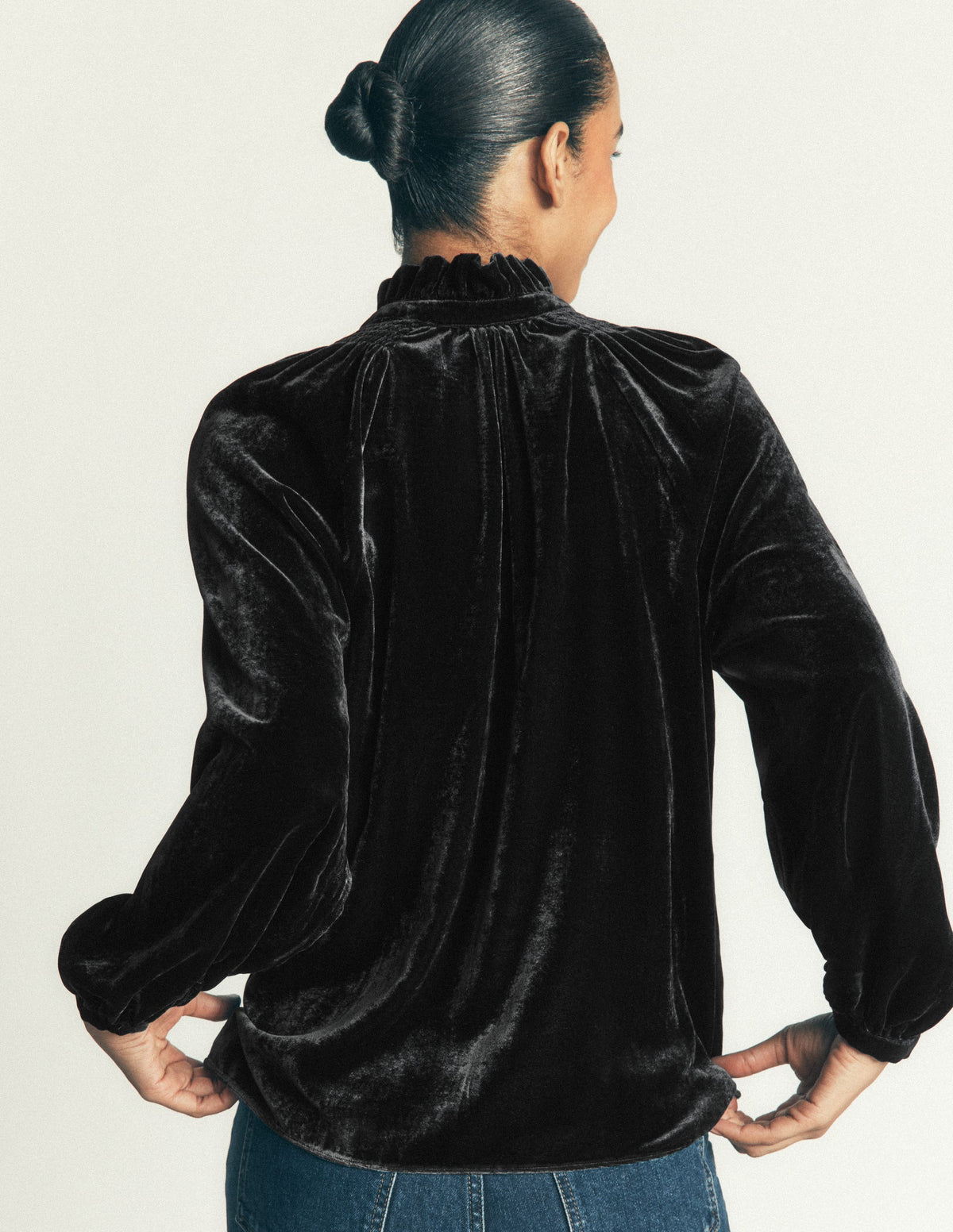 Erica Frill Velvet Top-Teal Ocean - Image 3
