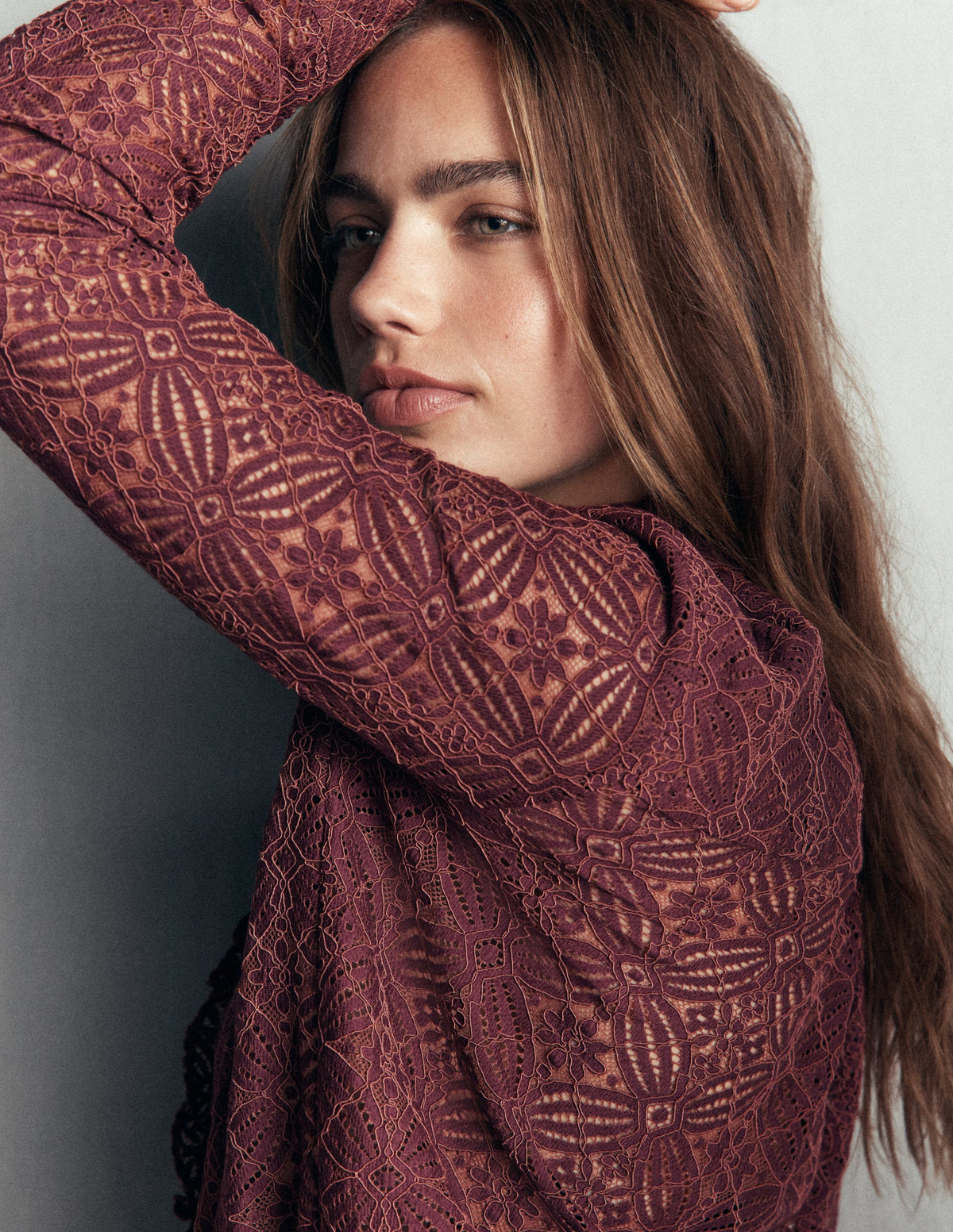 Sienna Frill Lace Shirt-Deep Wisteria-3