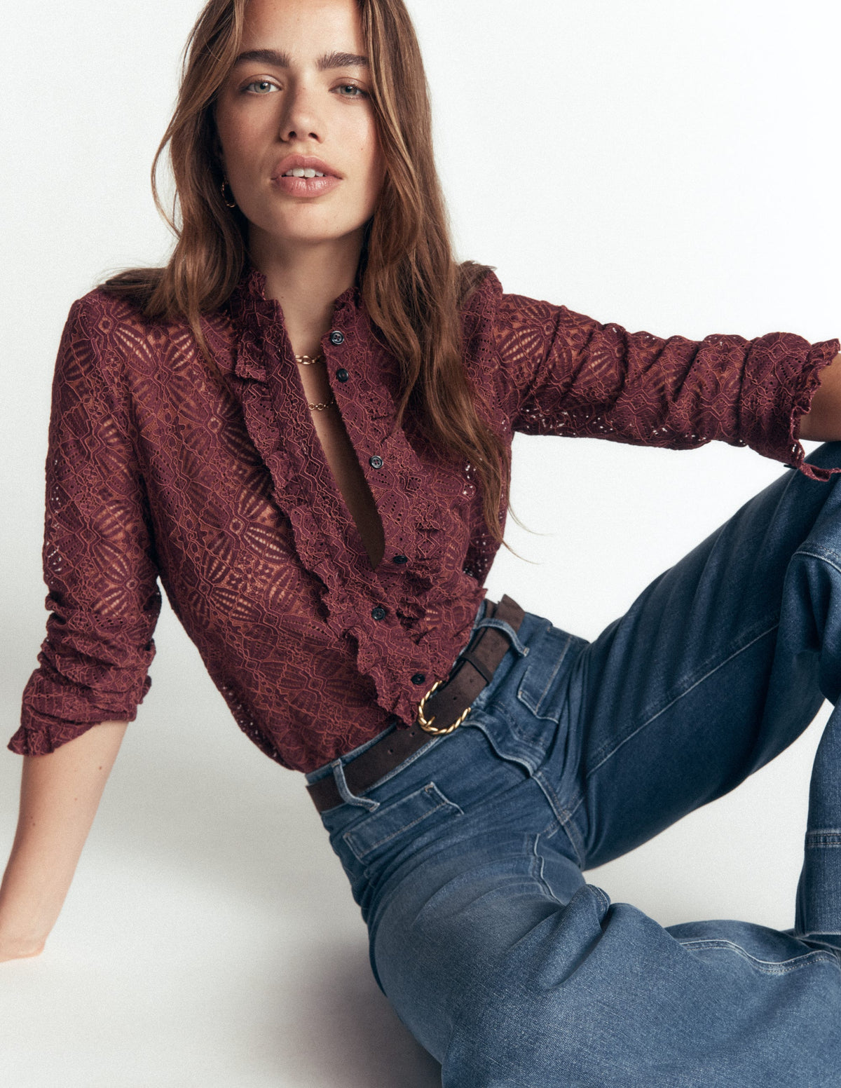 Sienna Frill Lace Shirt-Deep Wisteria-4