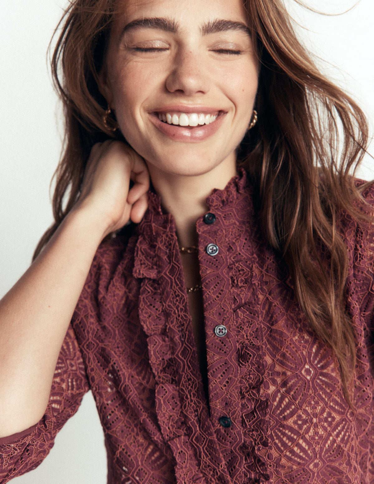 Sienna Frill Lace Shirt-Deep Wisteria-5