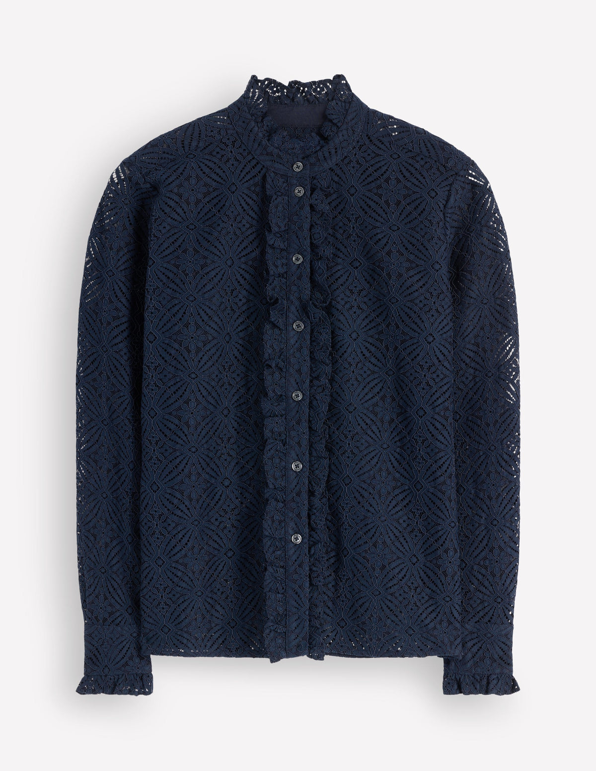 Sienna Frill Lace Shirt-Navy-6