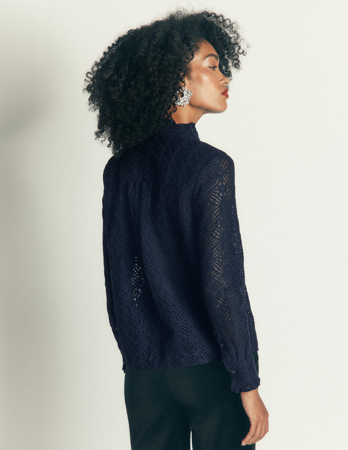 Sienna Frill Lace Shirt-Navy - Image 3