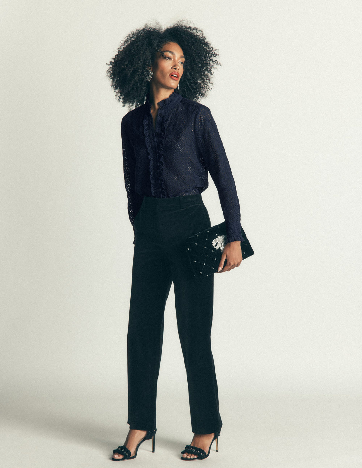 Sienna Frill Lace Shirt-Navy-4