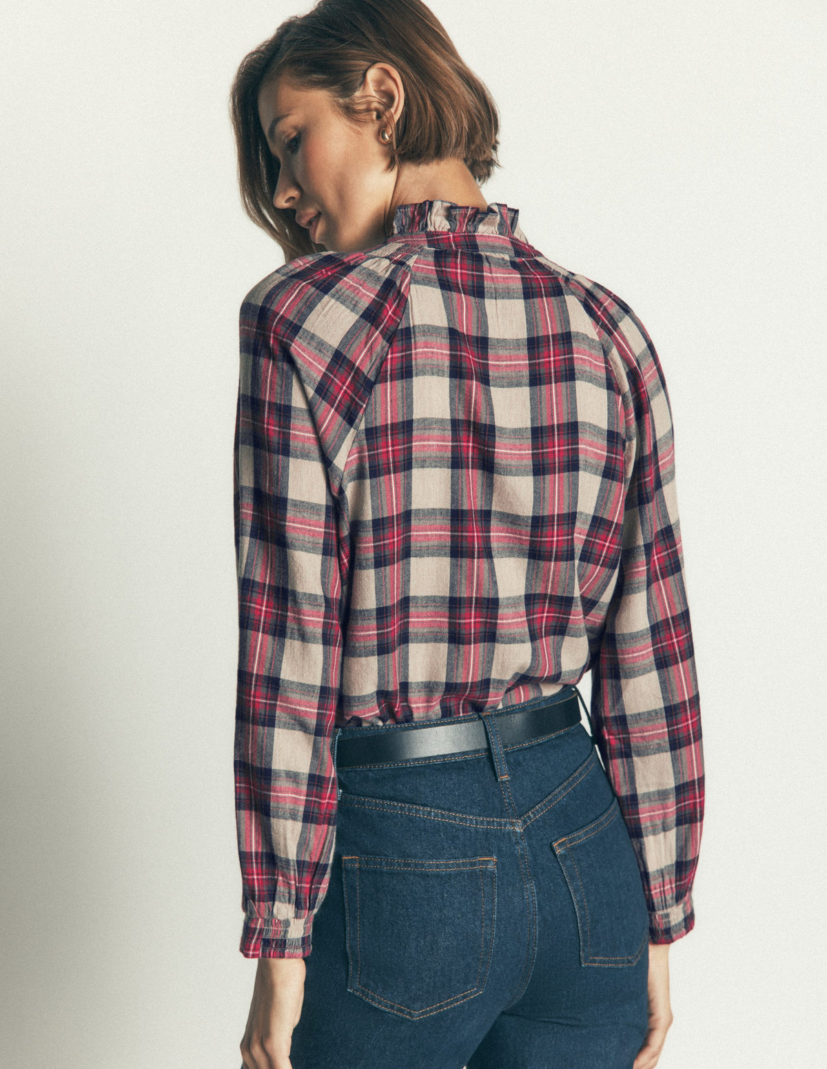 Erica Frill  Check Top-Oatmeal, Navy and Red Check-5