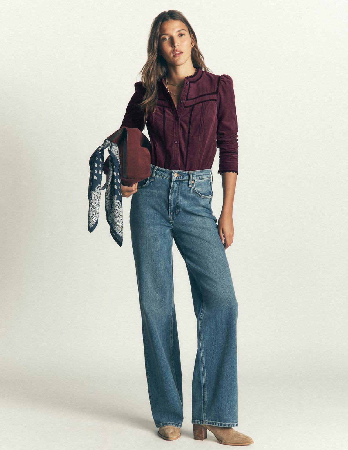 Carmen Lace Trim Cord Top-Dark Cherry-3