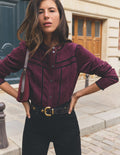 Carmen Lace Trim Cord Top-Dark Cherry