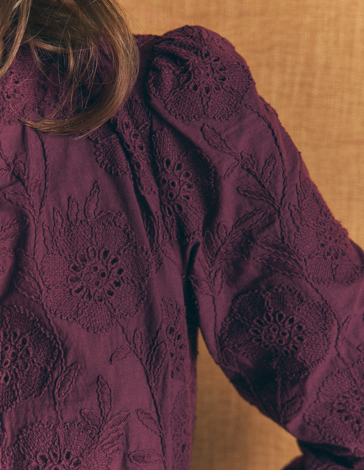 Broderie Cotton Top-Bordeaux-2