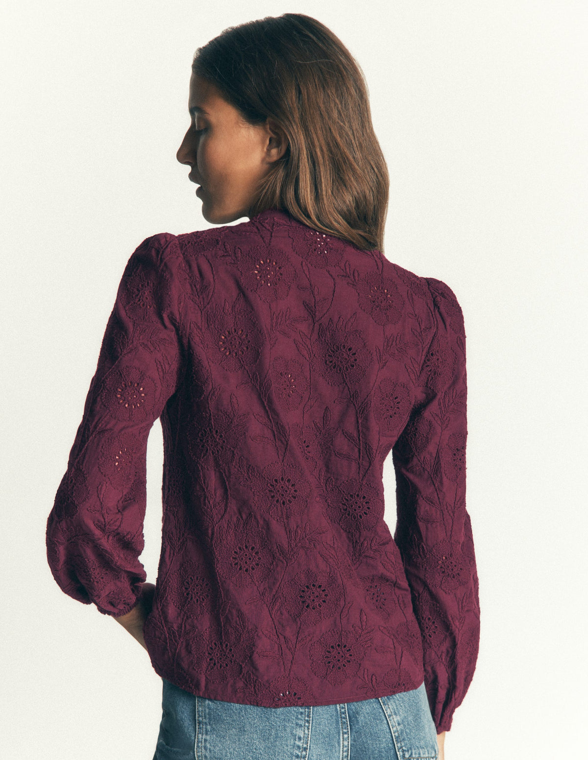 Broderie Cotton Top-Bordeaux - Image 3