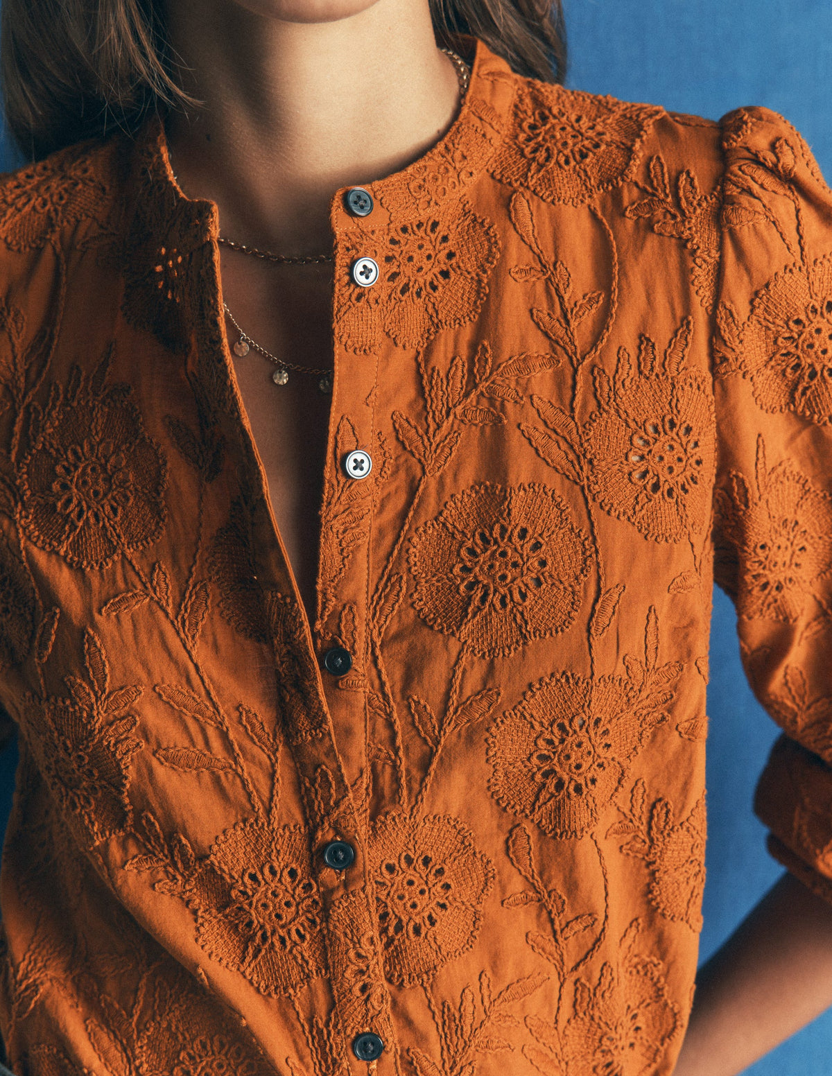 Broderie Cotton Top-Sugar Almond-2