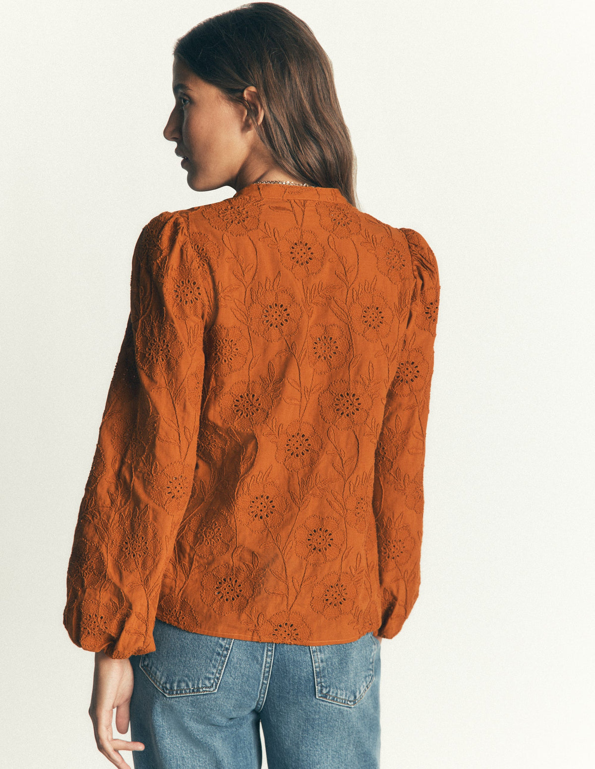 Broderie Cotton Top-Sugar Almond-3