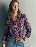 Collared Jersey Shirt-French Navy, Charmed Foliage