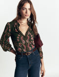 Collared Jersey Shirt-Peacock Paradise