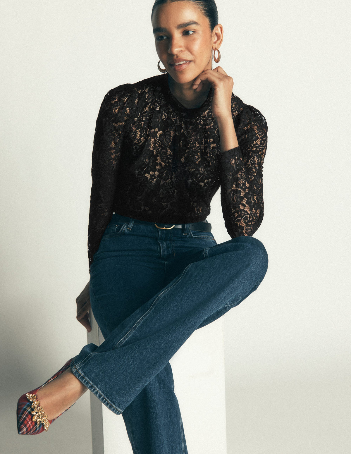 Lace Detail Top-Black-1