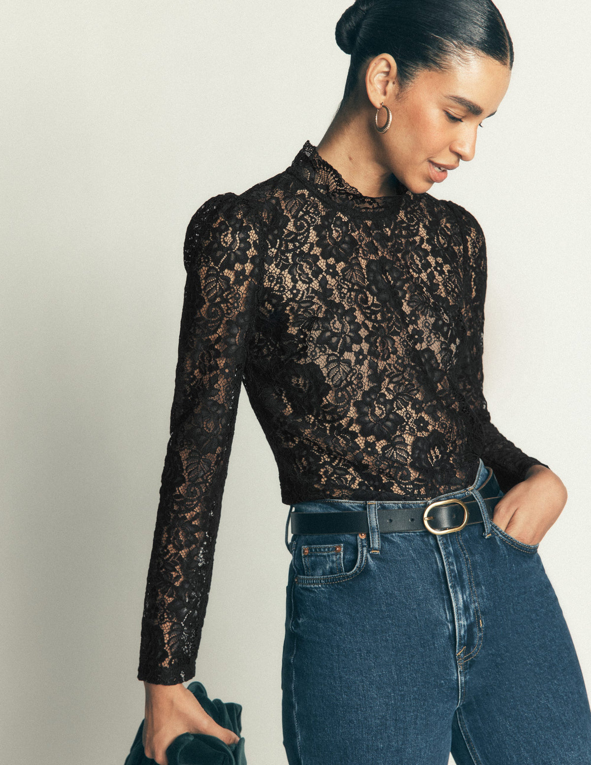 Lace Detail Top-Black-5