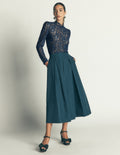 Lace Detail Top-Midnight Ocean