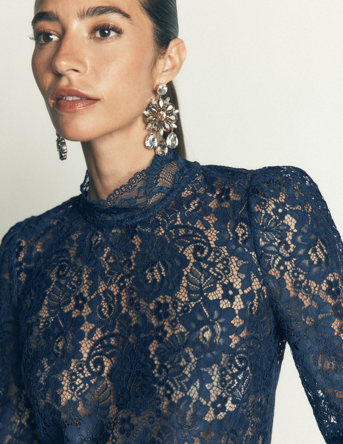 Lace Detail Top-Midnight Ocean-2