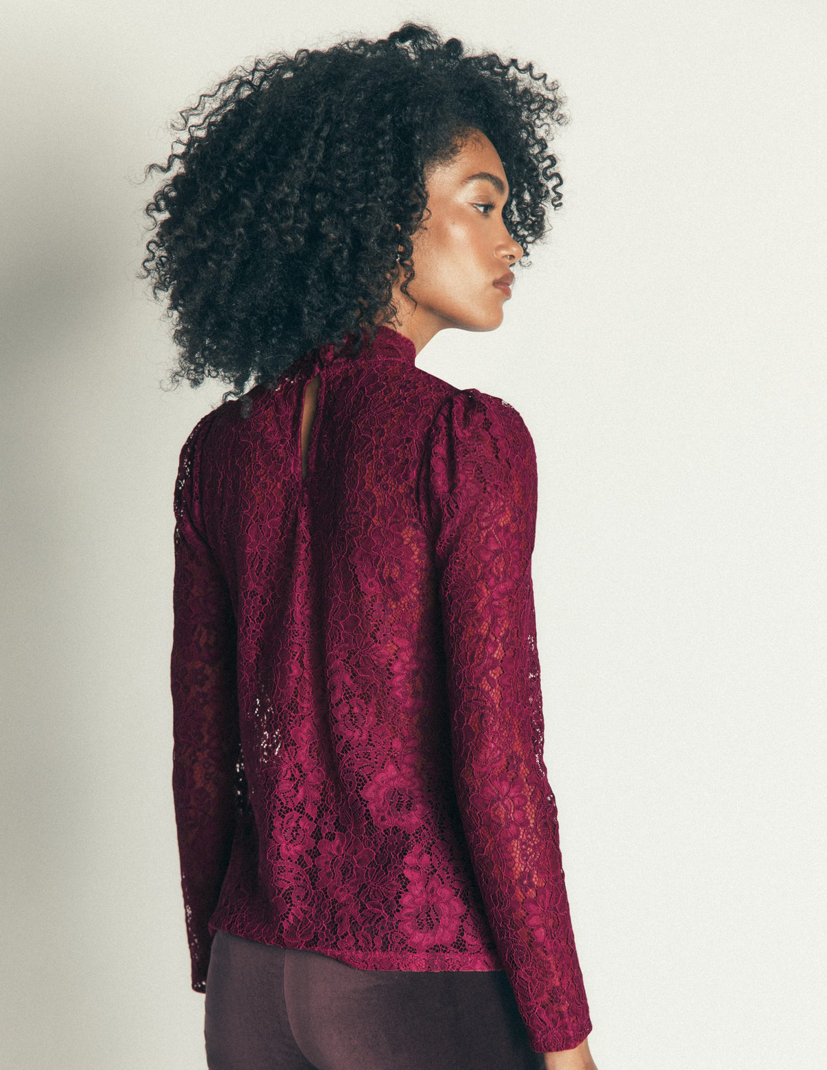 Lace Detail Top-Beetroot Red-3