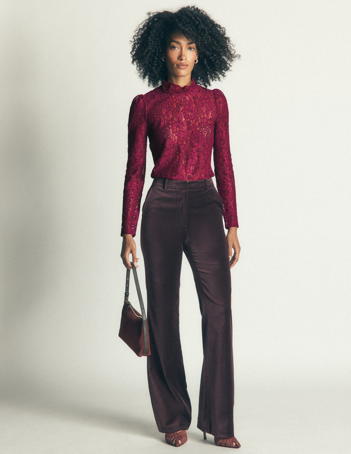 Lace Detail Top-Beetroot Red-4
