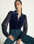 Tulle Mix Velvet Top-Zodiac Purple