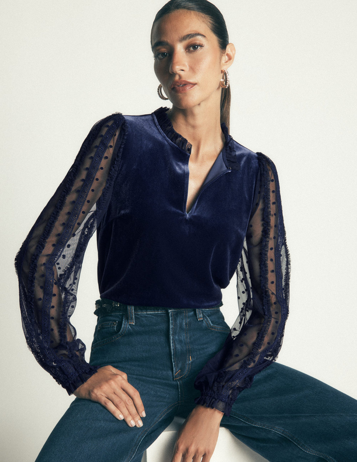 Tulle Mix Velvet Top-Zodiac Purple-1