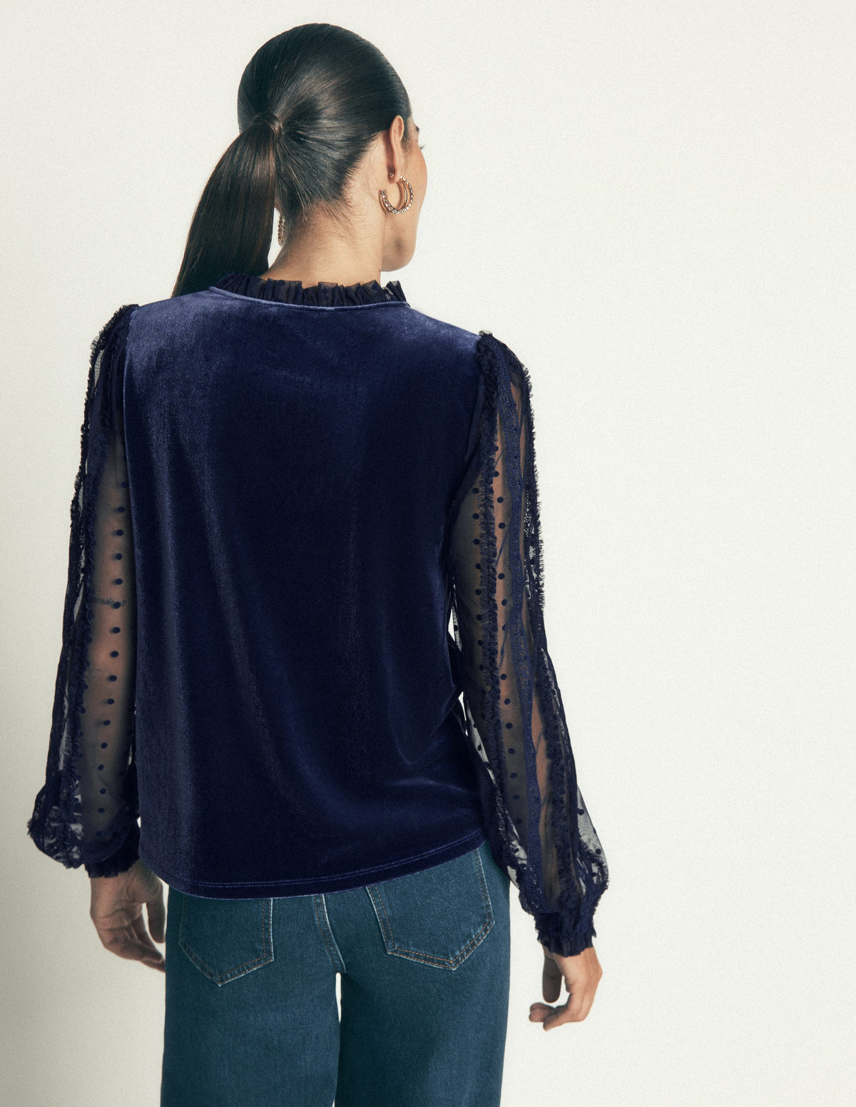 Tulle Mix Velvet Top-Zodiac Purple-3