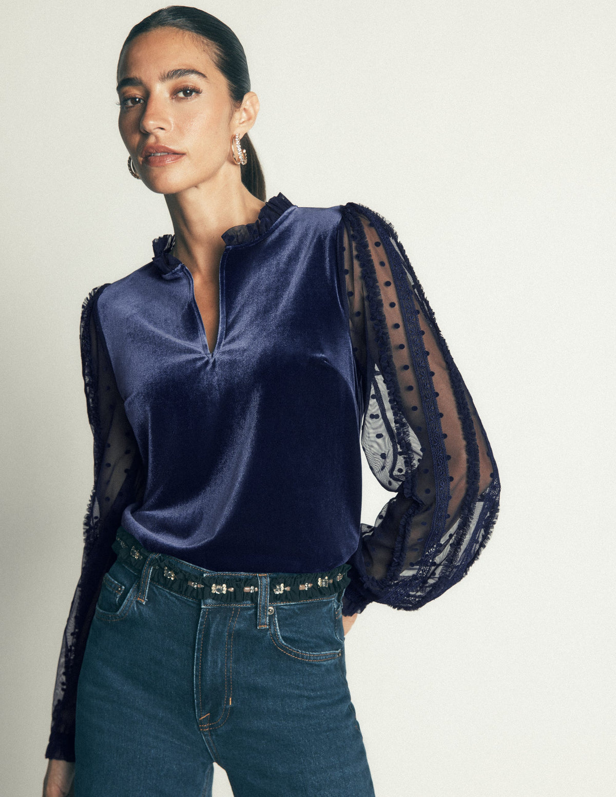 Tulle Mix Velvet Top-Zodiac Purple-4