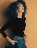 Puff Sleeve Velvet Shirt-Black