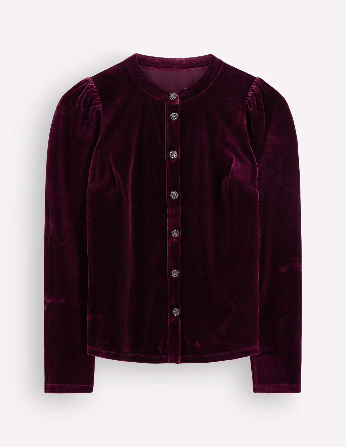 Puff Sleeve Velvet Shirt-Port Royale - Image 7