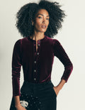 Puff Sleeve Velvet Shirt-Port Royale