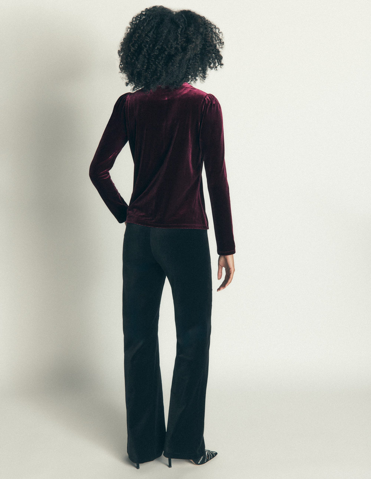 Puff Sleeve Velvet Shirt-Port Royale - Image 6