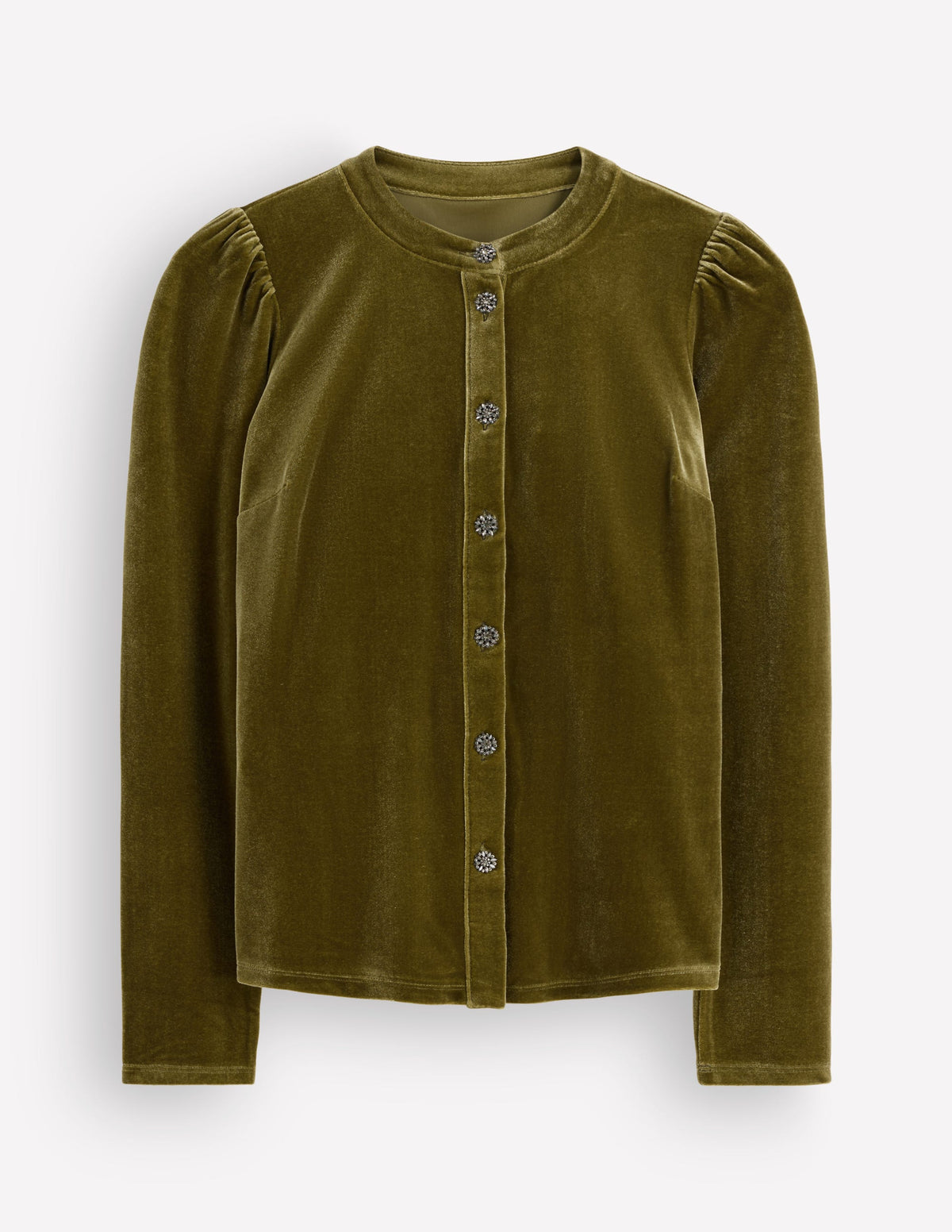 Puff Sleeve Velvet Shirt-Cardamom Seed-5