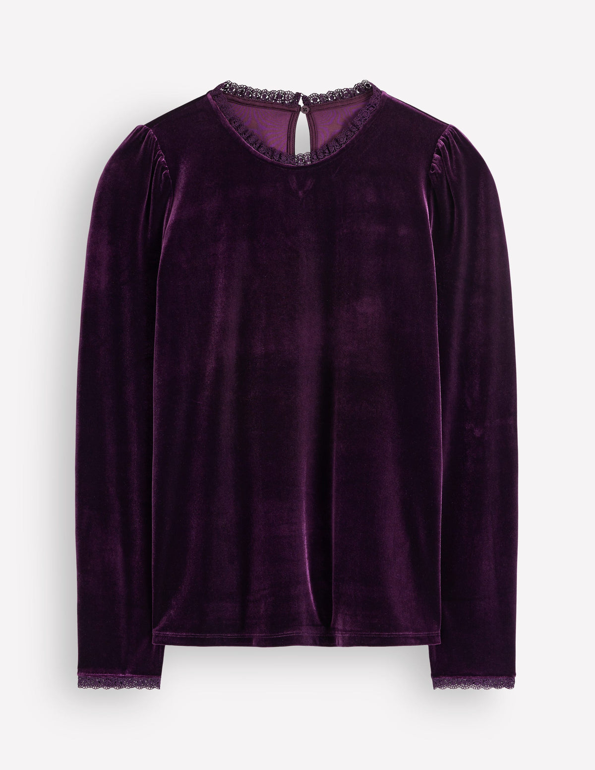 Lace Trim Velvet Top-Night Shade - Image 5