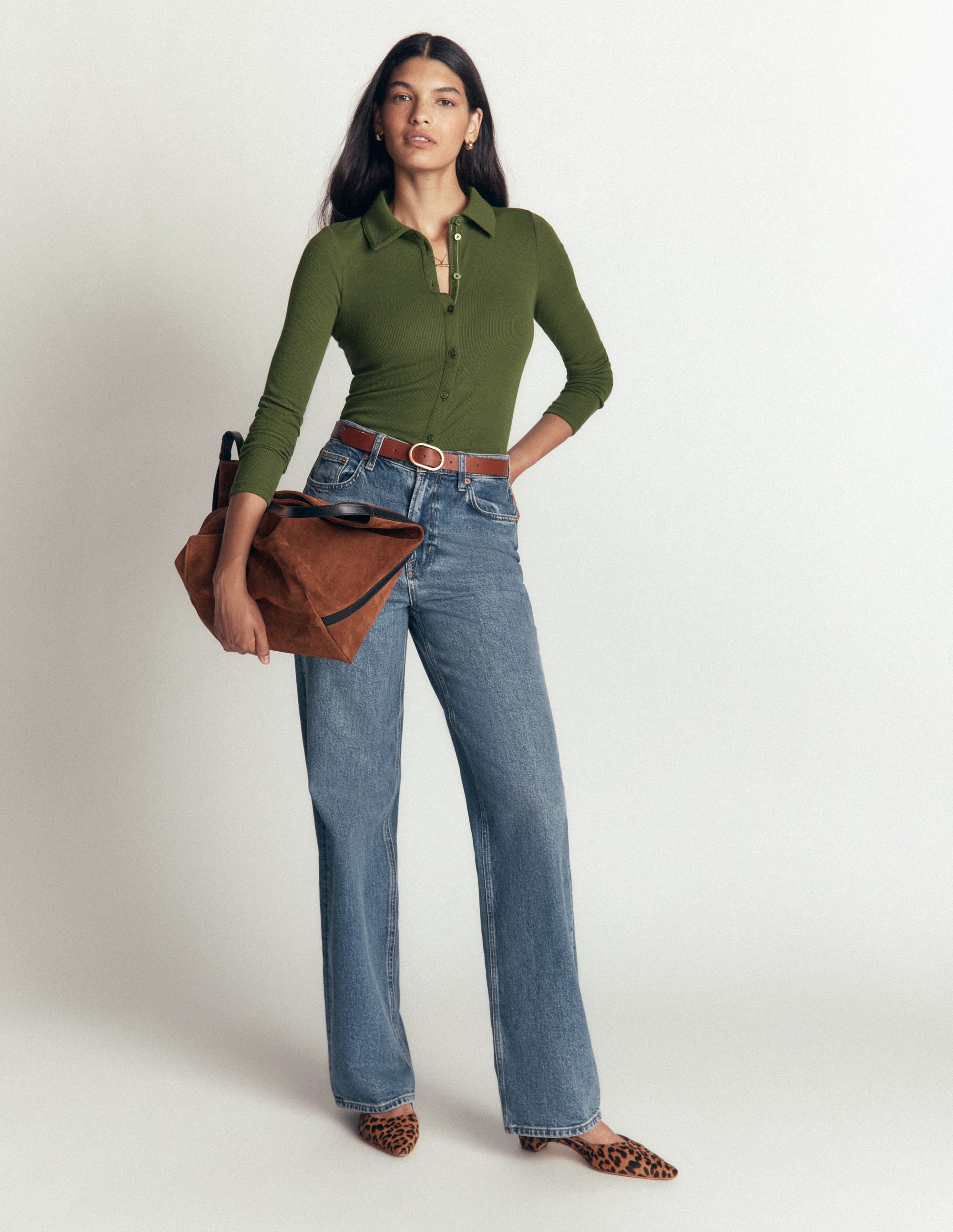 Jersey Velvet Ribbed Shirt-Forest Green - Image 4