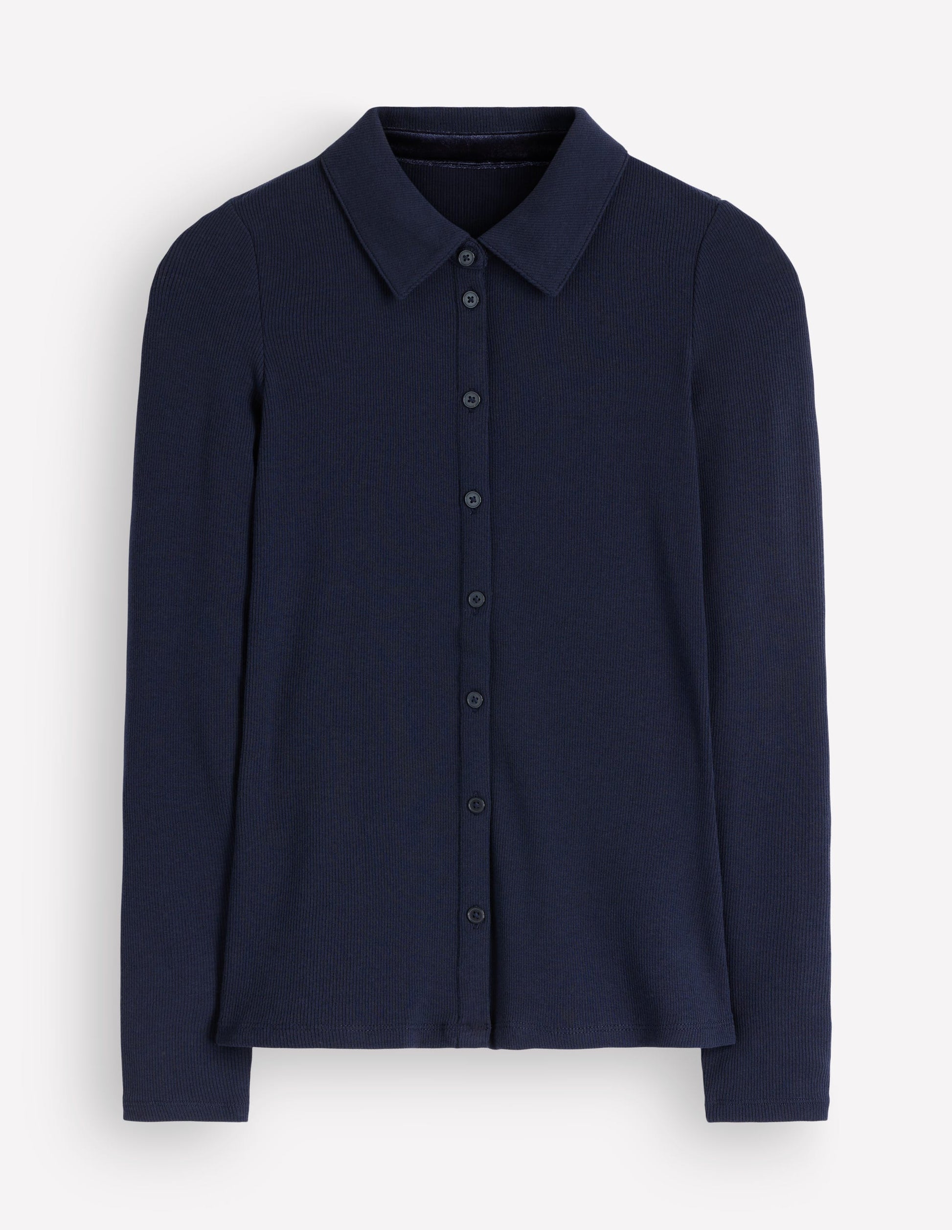 Jersey Velvet Ribbed Shirt-Navy-5