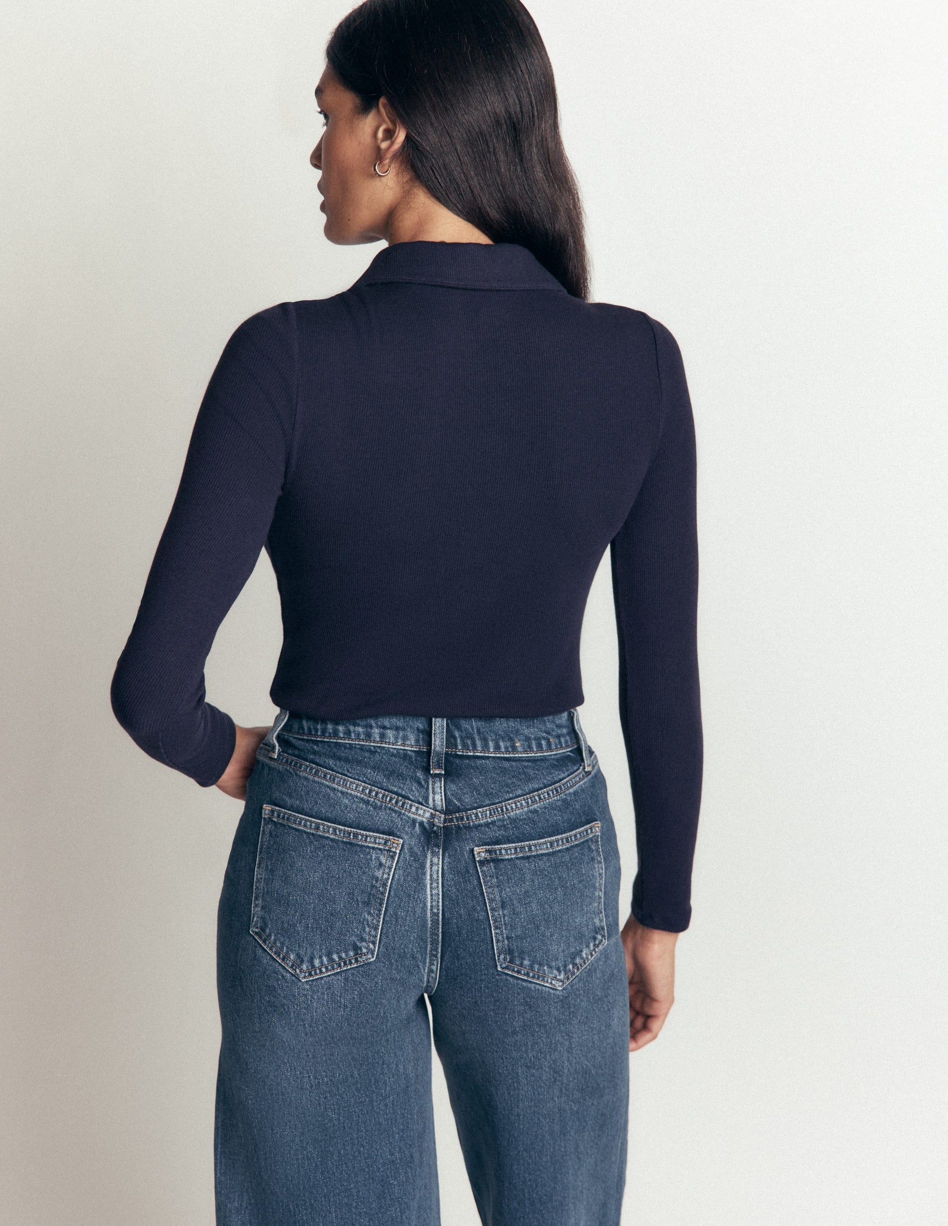 Jersey Velvet Ribbed Shirt-Navy-3